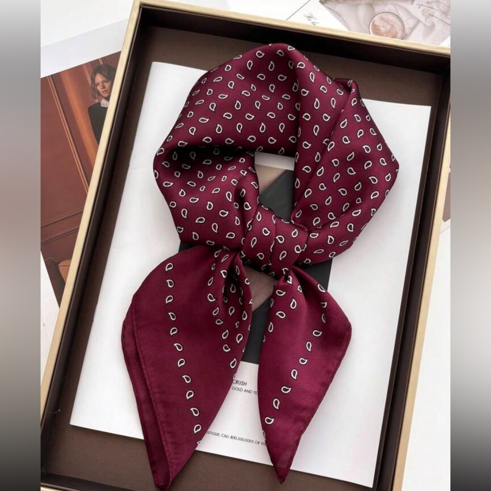 Burgundy Maroon Wine Silk Satin Square Bandana Purse Hair Scarf 27x27 Trending